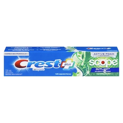 Crest Complete Whitening Plus Scope Outlast Toothpaste, Long Lasting Mint Flavor 120 ml, $4.16/100ml