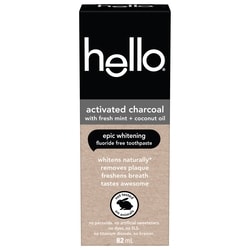 Hello Epic Whitening Fluoride Free Charcoal Toothpaste, Mint 82 ml, $6.10/100ml