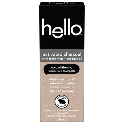 Hello Epic Whitening Fluoride Free Charcoal Toothpaste, Mint 82 ml, $9.13/100ml