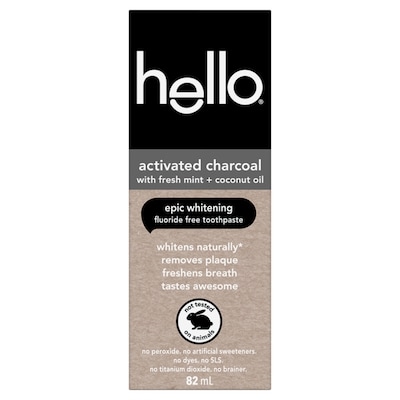 Hello Epic Whitening Fluoride Free Charcoal Toothpaste, Mint 82 ml, $11.57/100ml