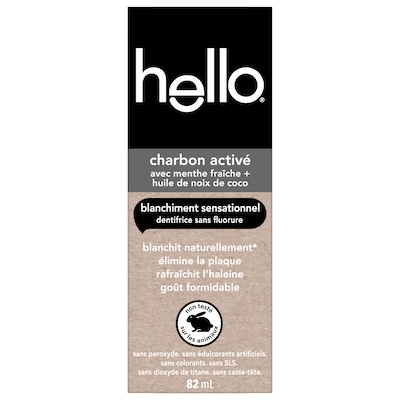 Hello Dentifrice Epic au charbon actif sans fluorure, Menthe 82 ml, 11,57 $/100ml