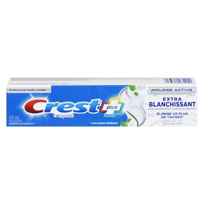Crest Dentifrice Complete Plus Extra blanchissant, Menthe vive 120 ml, 2,92 $/100ml