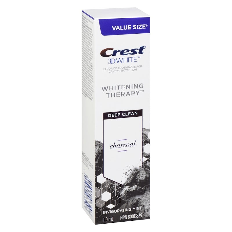 3D White Whitening Therapy Charcoal Deep Clean Fluoride Toothpaste, Invigorating Mint