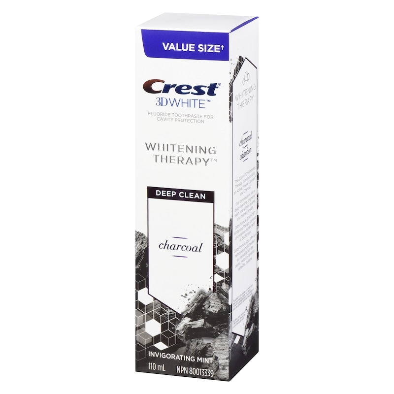 3D White Whitening Therapy Charcoal Deep Clean Fluoride Toothpaste, Invigorating Mint
