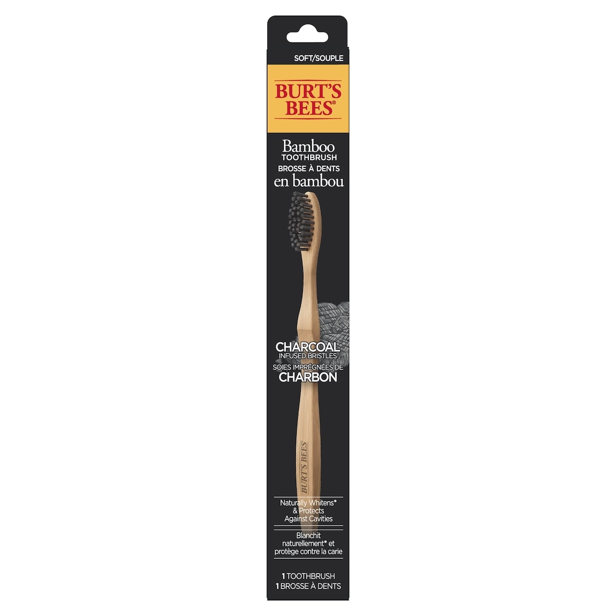 Burt’s Bees Brosse à dents en bambou avec soies imprégnées de charbon 1 ea, 6,99 $/1ch