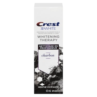 Crest Dentifrice au fluorure charbon 3D White Nettoyage en profondeur, Menthe vivifiante,  63 ml, 7,92 $/100ml