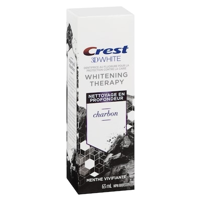 Dentifrice au fluorure charbon 3D White Nettoyage en profondeur, Menthe vivifiante, 