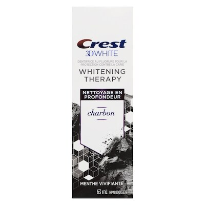Dentifrice au fluorure charbon 3D White Nettoyage en profondeur, Menthe vivifiante, 