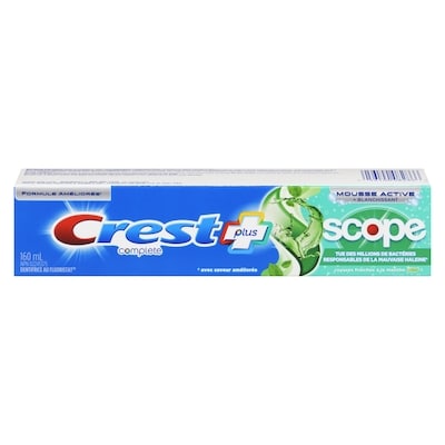 Crest Dentifrice Complete Extra blanchissant avec Scope, Menthe fraîcheur 160 ml, 3,12 $/100ml