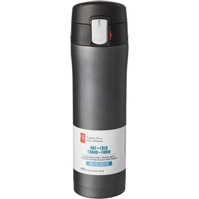 le Choix du Président President's Choice Tasse en acier inoxydable avec mécanisme de verrouillage, 420 mL – Acier inoxydable 1 ea, 20,00 $/1ch