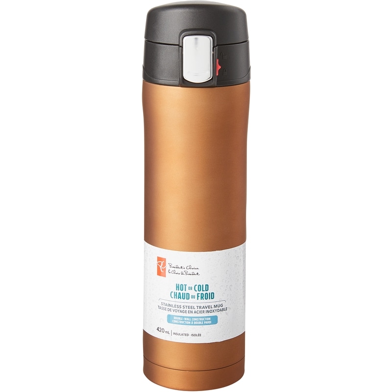 President's Choice Stainless Steel Mug With Locking Mechanism, 420mL - Copper
