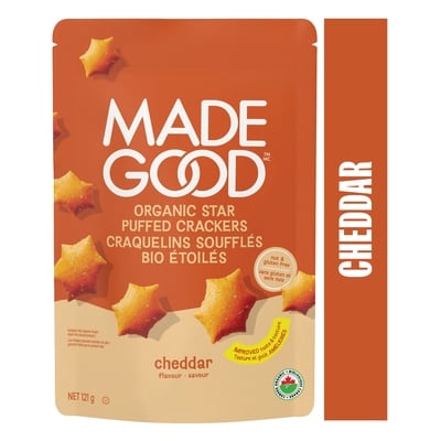 Made Good Cheddar Star Puffed Crackers 121 g, $3.72/100g