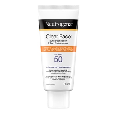 Neutrogena Clear Face Sunscreen SPF 50  88 ml, $21.01/100ml