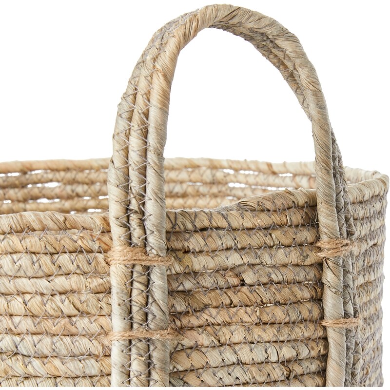 Maize Rope Storage Basket with Handles, 17 in, Ombre, Charcoal Grey, Dark Grey, Light Grey