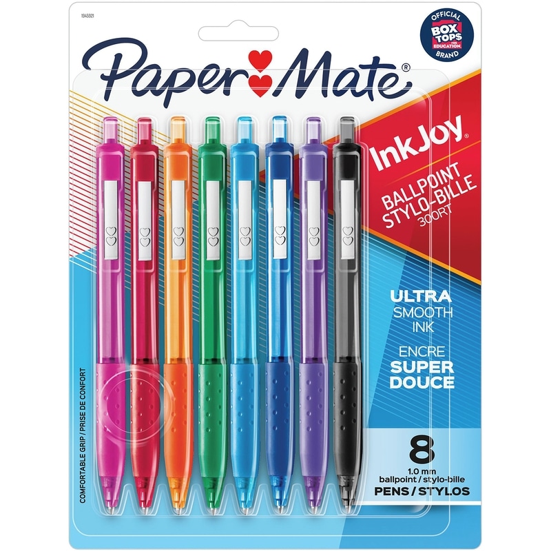 InkJoy 300RT Retractable Ballpoint Pens, 1.0mm, Fashion Assorted Colours, 8 Pack