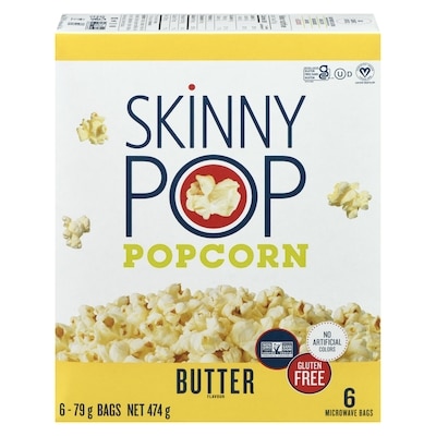 Skinny Pop Microwave Butter Popcorn 476 g, $1.68/100g
