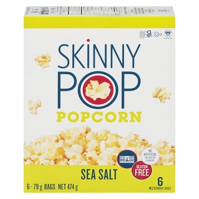 Skinny Pop Microwave Seasalt Popcorn 476 g, $1.57/100g