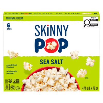 Skinny Pop Microwave Seasalt Popcorn 476 g, $1.78/100g