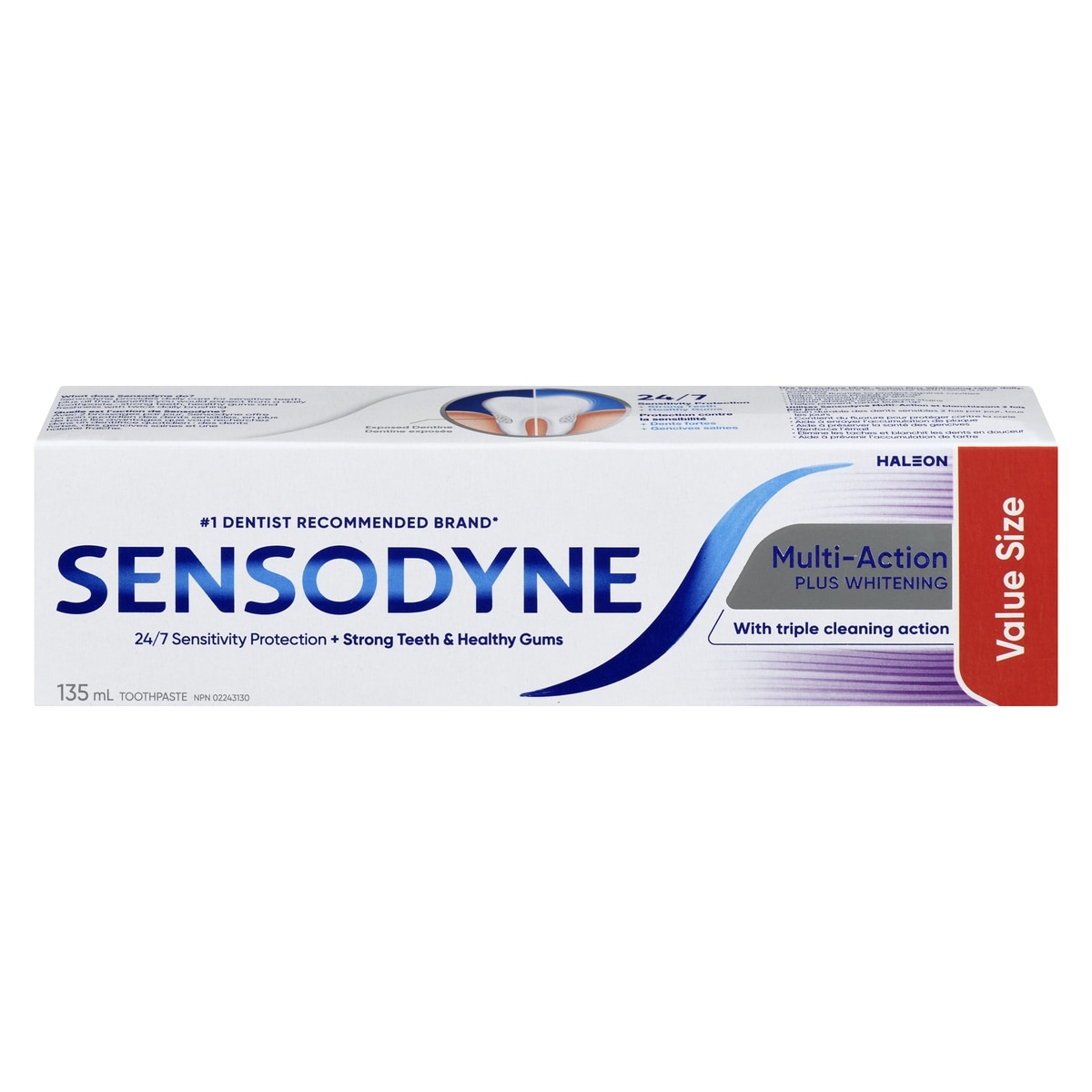 Sensodyne Toothpaste, Multi Action toothpaste for sensitive teeth, Whitening, VALUE size 135 ml, $4.81/100ml