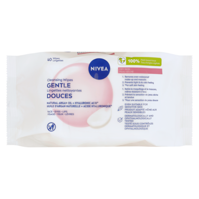 Nivea Lingettes Nettoyantes 3-EN-1 Biodégradables Peau Séche 40 ea, 0,24 $/1ch