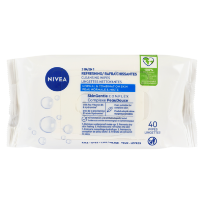 Nivea Lingettes Nettoyantes 3-EN-1 Biodégradables Peau Normale 40 ea, 0,21 $/1ch