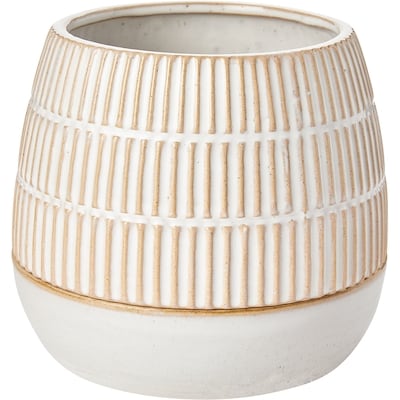 Life at Home Neutral Ceramic Planter Pot with Saucer, Cream, Large, 6 in 1 ea, $9.94/1ea