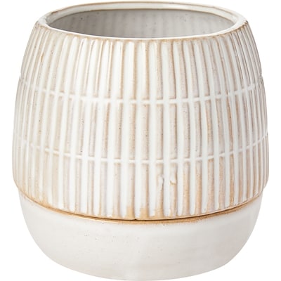 Life at Home Neutral Ceramic Planter Pot with Saucer, Medium, 5 in, Cream 1 ea, $7.44/1ea