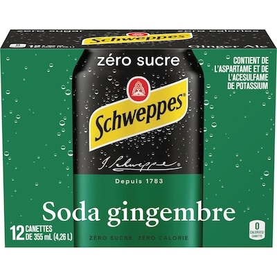 Schweppes Schweppes soda gingembre zéro sucre 12x355.0 ml, 0,18 $/100ml