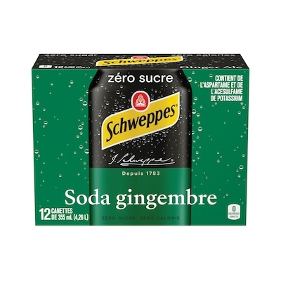 Schweppes Schweppes soda gingembre zéro sucre 12x355.0 ml, 0,21 $/100ml