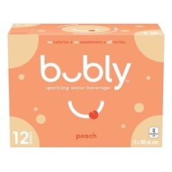 Bubly Sparkling Water Peach Sparkling Water 12x355.0 ml, $0.18/100ml