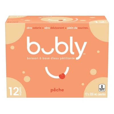 Eau pétillante Bubly Pêche Eau gazeuse 12x355.0 ml, 0,19 $/100ml