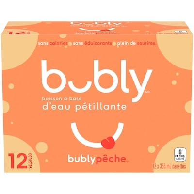 Eau pétillante Bubly Boisson à base d’eau pétillante bubly pêche 12x355.0 ml, 0,20 $/100ml