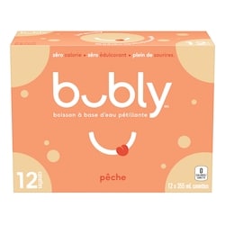 Eau pétillante Bubly Boisson à base d’eau pétillante bubly pêche 12x355.0 ml, 0,16 $/100ml