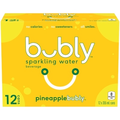 Bubly Sparkling Water Pineapple Sparkling Water  12x355.0 ml, $0.20/100ml
