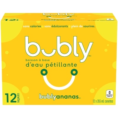 Eau pétillante Bubly Boisson à base d’eau pétillante bubly ananas 12x355.0 ml, 0,20 $/100ml
