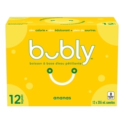 Eau pétillante Bubly Boisson à base d’eau pétillante bubly ananas 12x355.0 ml, 0,16 $/100ml