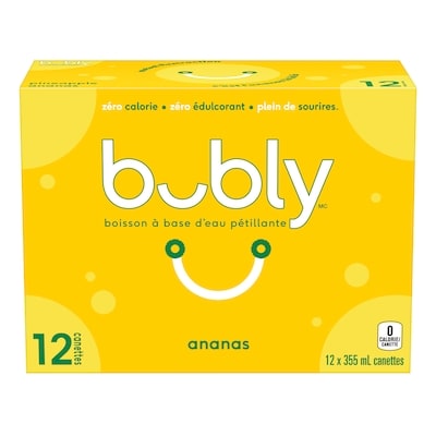 Eau pétillante Bubly Boisson à base d’eau pétillante bubly ananas 12x355.0 ml, 0,19 $/100ml