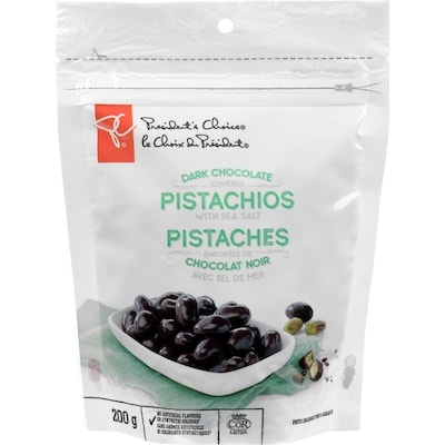 President's Choice Dark Chocolate Covered Pistachios With Sea Salt 200 g, $4.75/100g