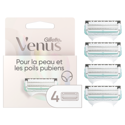 Gillette Lames de rasoir pour la peau et les poils pubiens, pour femmes, 4 cartouches de rechange 4 ea, 6,12 $/1ch