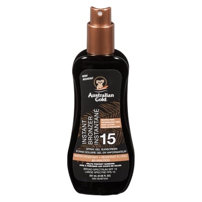 Australian Gold Écran solaire gel en vaporisateur bronzer instantané fps 15 237 ml, 5,90 $/100ml