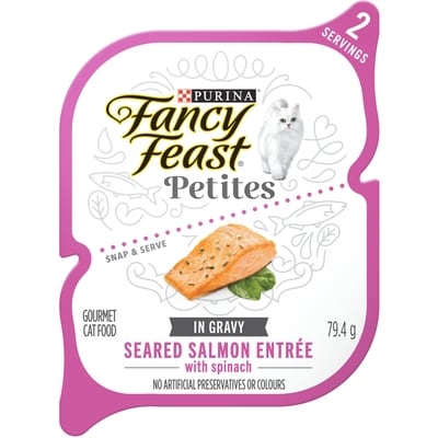 Purina Fancy Feast Petites Seared Salmon Entrée in Gravy, Wet Cat Food 79.4 g, $1.37/100g