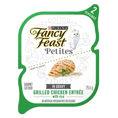 Purina Fancy Feast Petites Wet Cat Food Grilled Chicken Entrée in Gravy 79.4 g, $1.62/100g