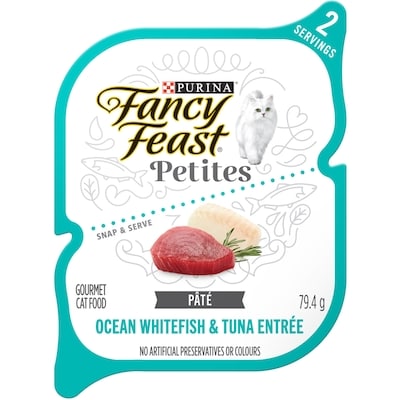 Purina Fancy Feast Petites Pâté Ocean Whitefish & Tuna Entrée, Wet Cat Food 79.4 g, $1.88/100g