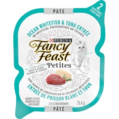 Purina Fancy Feast Petites Pâté Entrée de Poisson Blanc et Thon, Nourriture Humide pour Chats 85 g 79.4 g, 1,88 $/100g