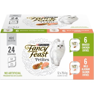 Purina Fancy Feast Petites Pâté Collection Variety Pack 2 Flavours, Wet Cat Food 12x50.0 g, $2.83/100g