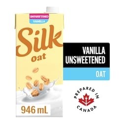 Silk Oat Milk Alternative, Vanilla Unsweetened, Dairy Free, Shelf Stable 946 ml, $0.21/100ml