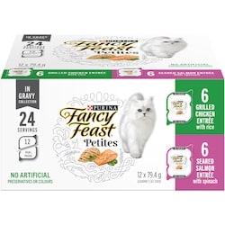 Purina Fancy Feast Petites in Gravy Collection Variety Pack 2 Flavours, Wet Cat Food 12x79.4 g, $1.58/100g