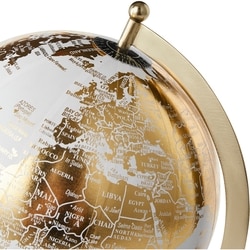 Life at Home Globe on Stand, White Globe with Gold Print, Wood