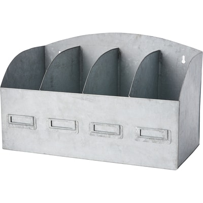 Life at Home Galvanized Metal Wall Mount Storage Holder with Divided Bins, 15.5 in x 7.9 in x 9.8 in, Grey 1 ea, $35.00/1ea