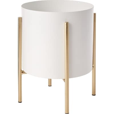 Life at Home Round White Metal Planter with Gold Metal Stand, 7.9 in 1 ea, $11.94/1ea